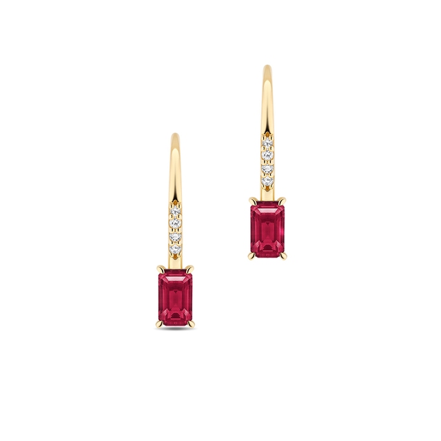 Kolczyki złote z rubinem Trio