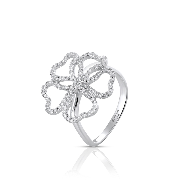 Pierścionek białe złoto z diamentami