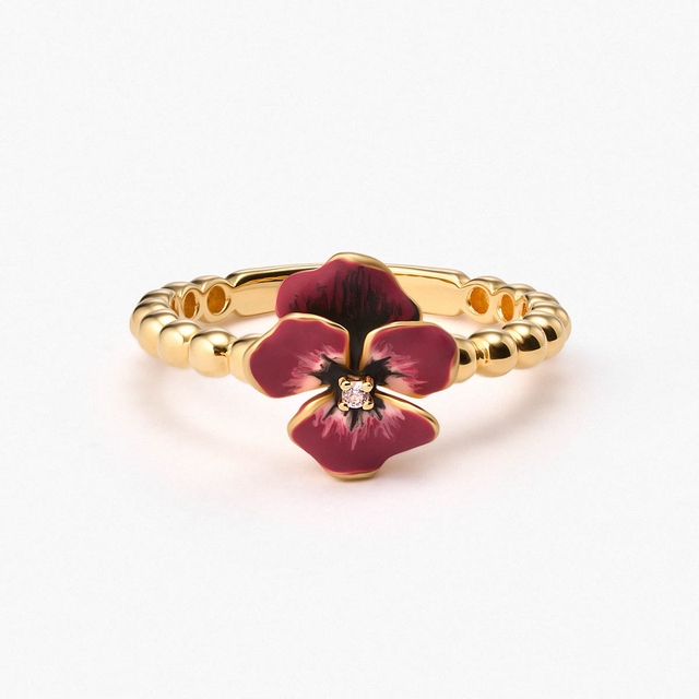 Pierścionek srebrny Kwiaty Nocy Bratki