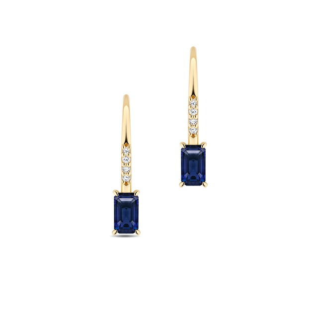 Kolczyki złote z szafirem Trio