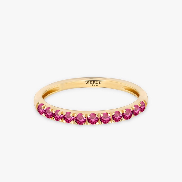 Pierścionek złoty z rubinami TRIO