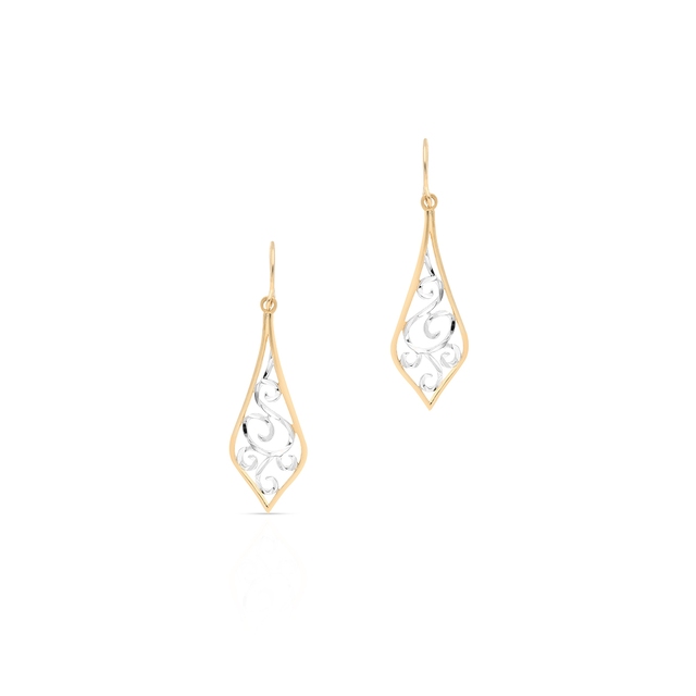 Kolczyki złote bicolor ażurowe