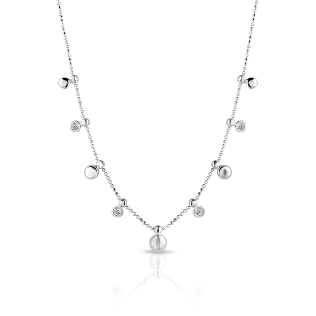 Naszyjnik srebrny z cyrkoniami i kulkami