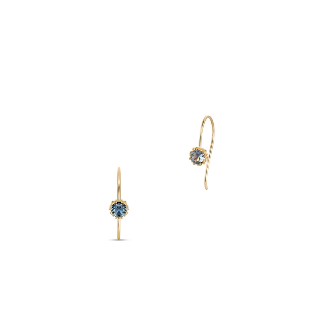 Kolczyki złote z niebieską cyrkonią