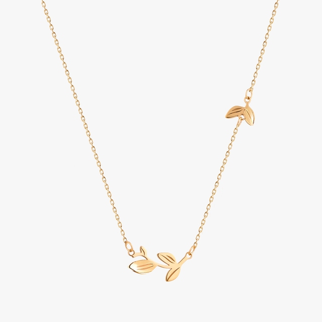 Naszyjnik srebrny pozłacany z motywem roślinnym