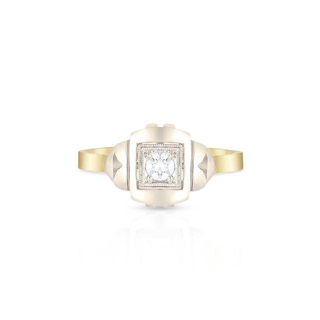 Pierścionek złoty bicolor z brylantem