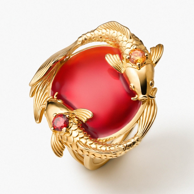 Pierścionek srebrny KOI