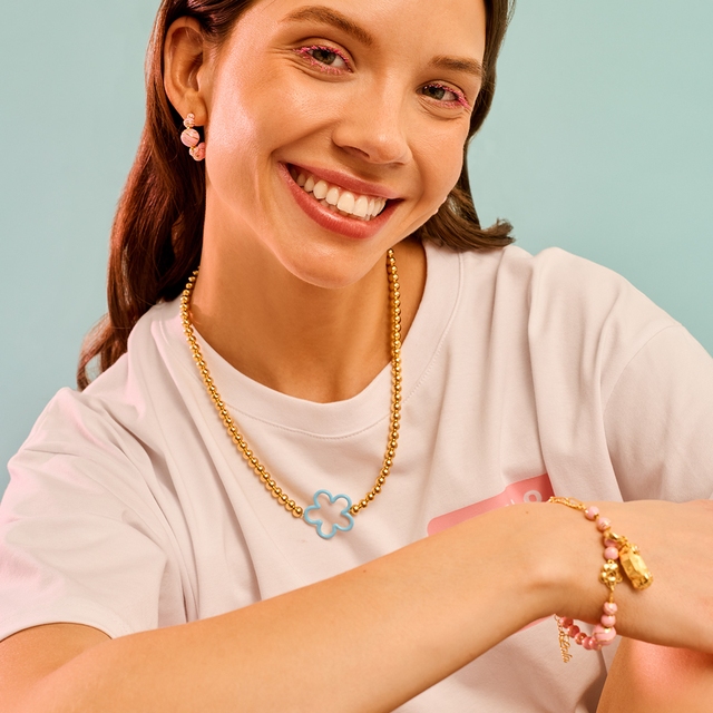 Naszyjnik Gold Blue Flower