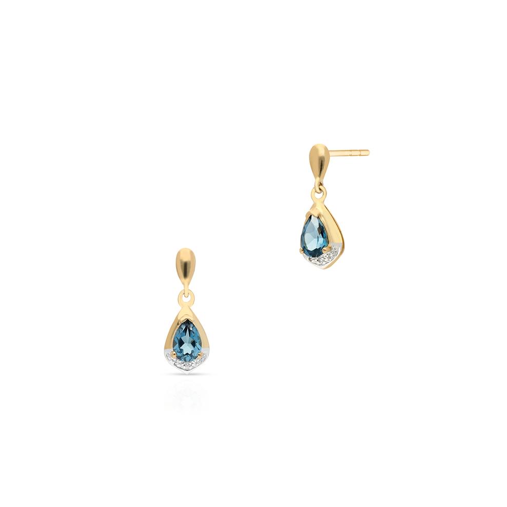 Kolczyki złote bicolor topaz