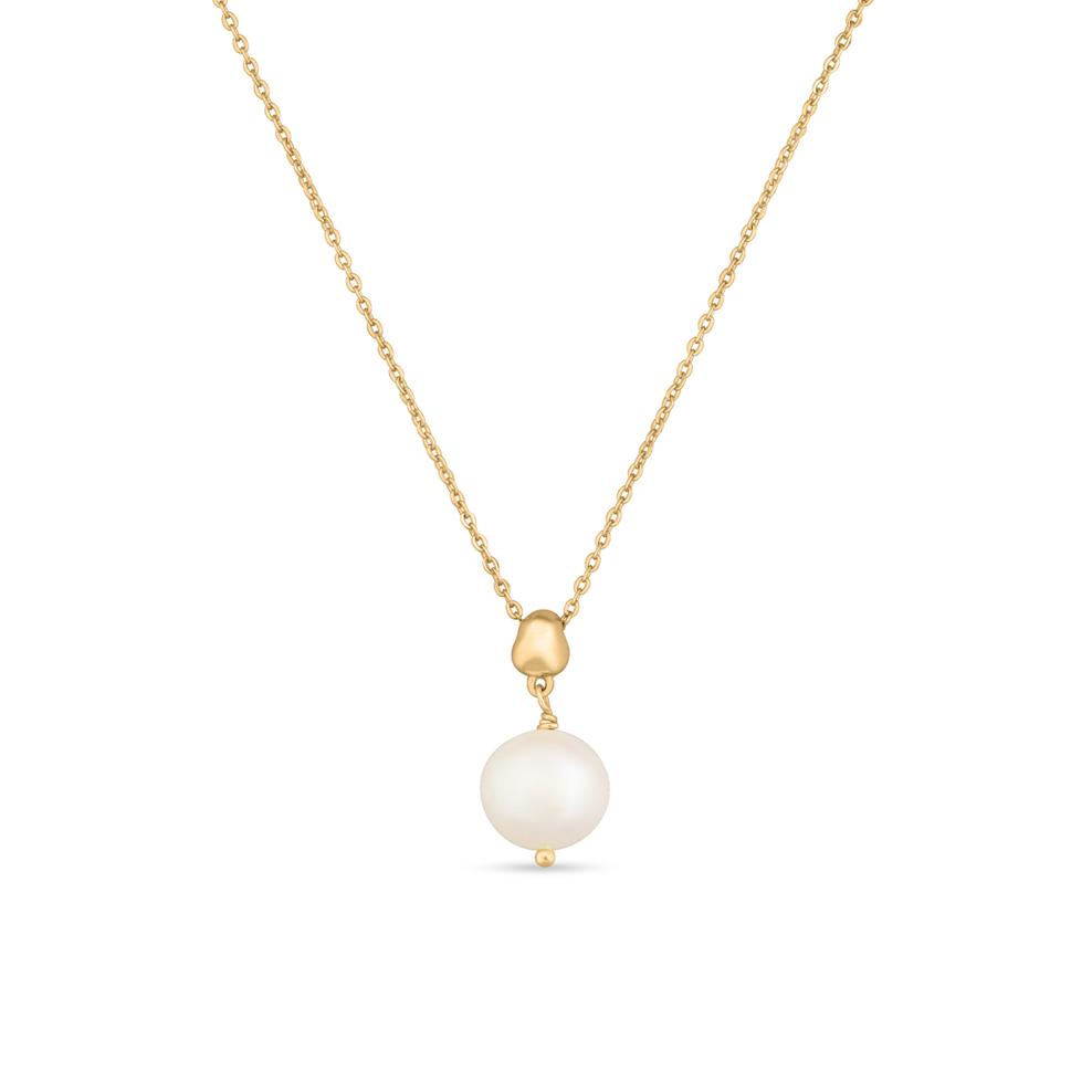 Naszyjnik srebrny pozłacany z perłą