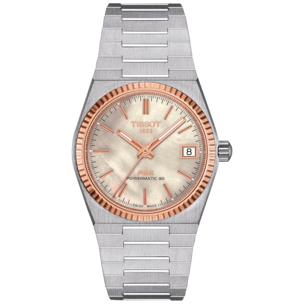 TISSOT PRX POWERMATIC 80 35MM STEEL AND 18K GOLD BEZEL