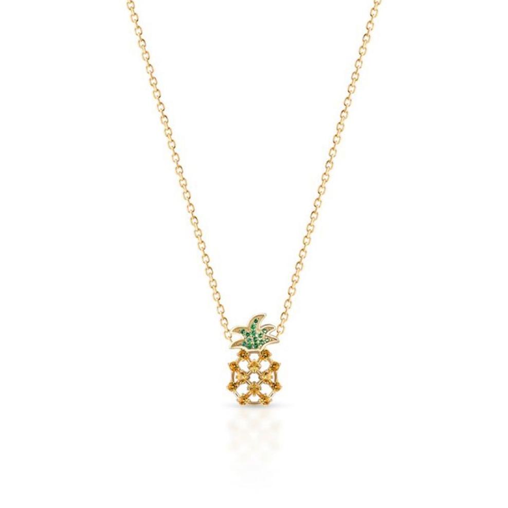 Naszyjnik srebrny pozłacany ananas