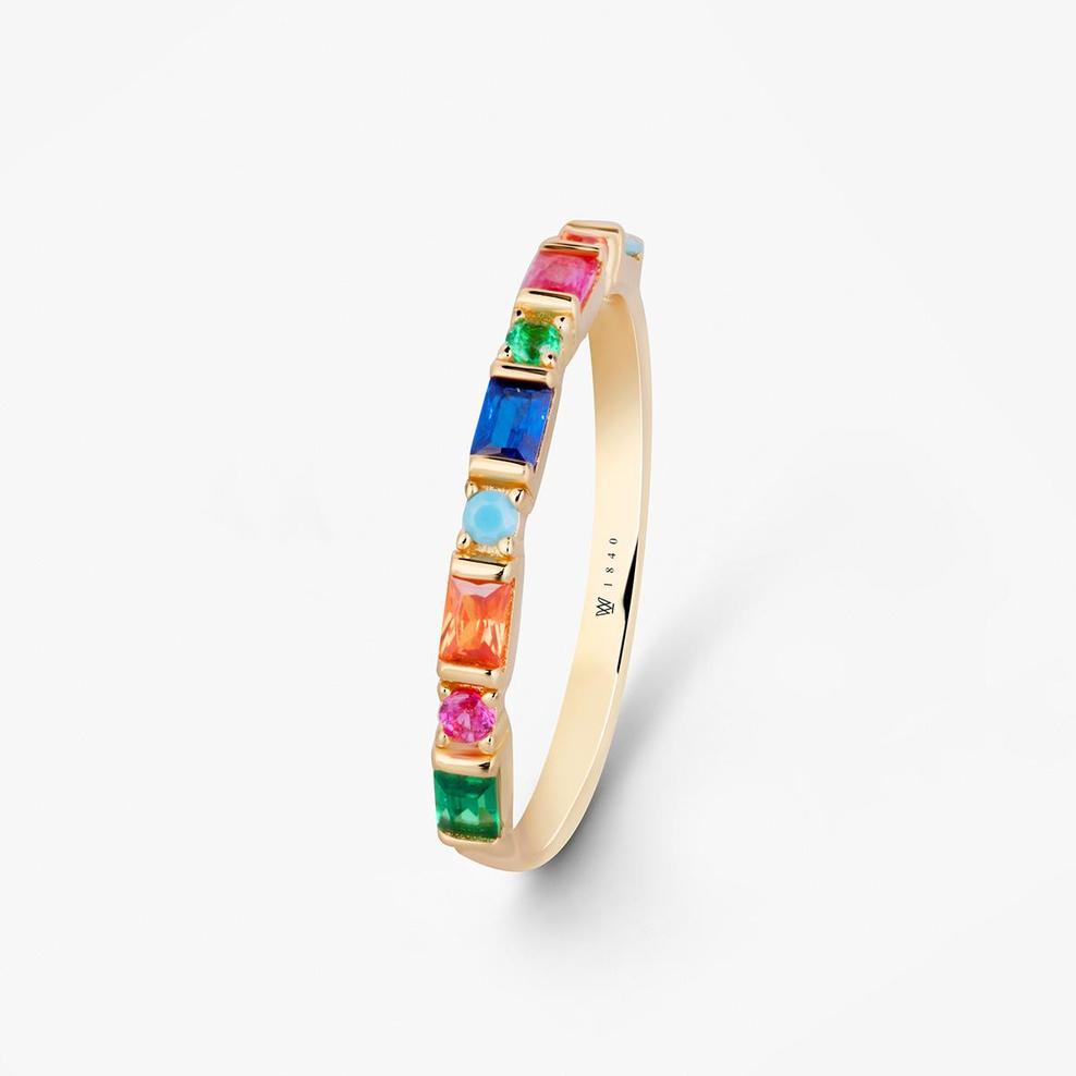 Pierścionek srebrny z kolorowymi kamieniami