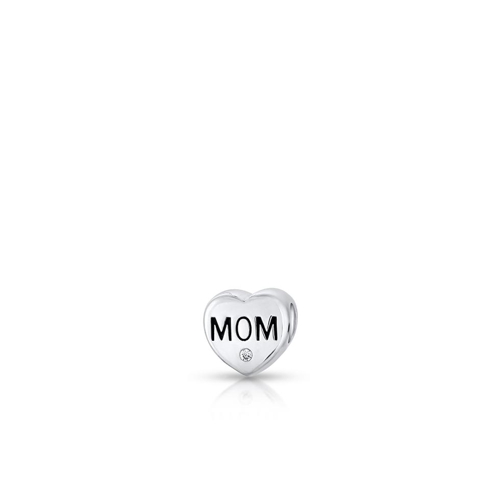 Zawieszka srebrna z napisem Mom Lovely Beads