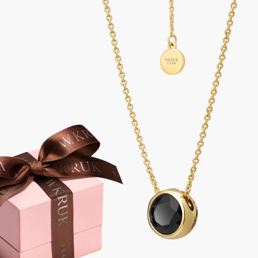 Naszyjnik srebrny z czarną cyrkonią i diamentem