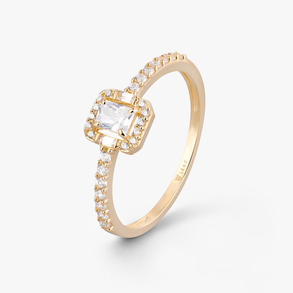 Pierścionek złoty z cyrkoniami