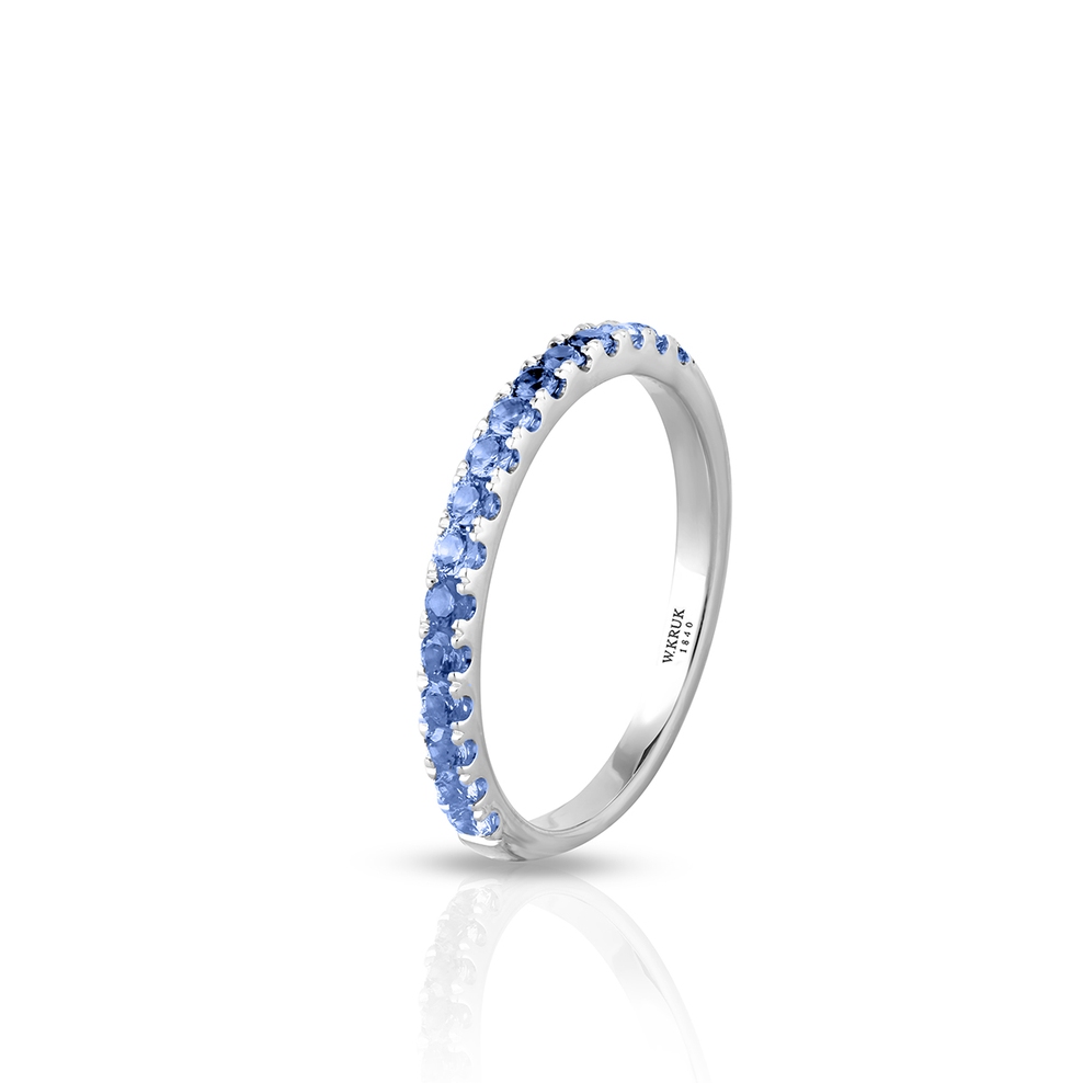 Pierścionek białe złoto z szafirami
