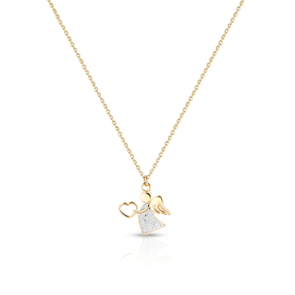 Naszyjnik złoty aniołek z sercem