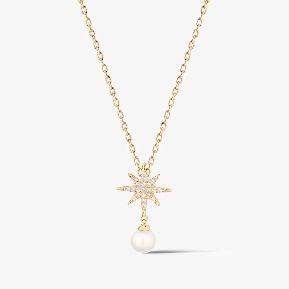 Wisiorek złoty gwiazdka z perłą