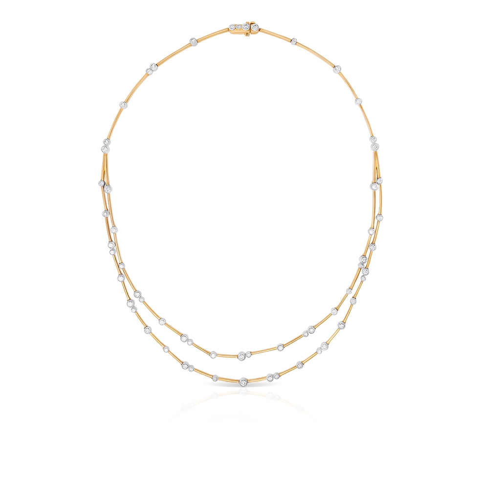 Naszyjnik złoty bicolor z brylantami