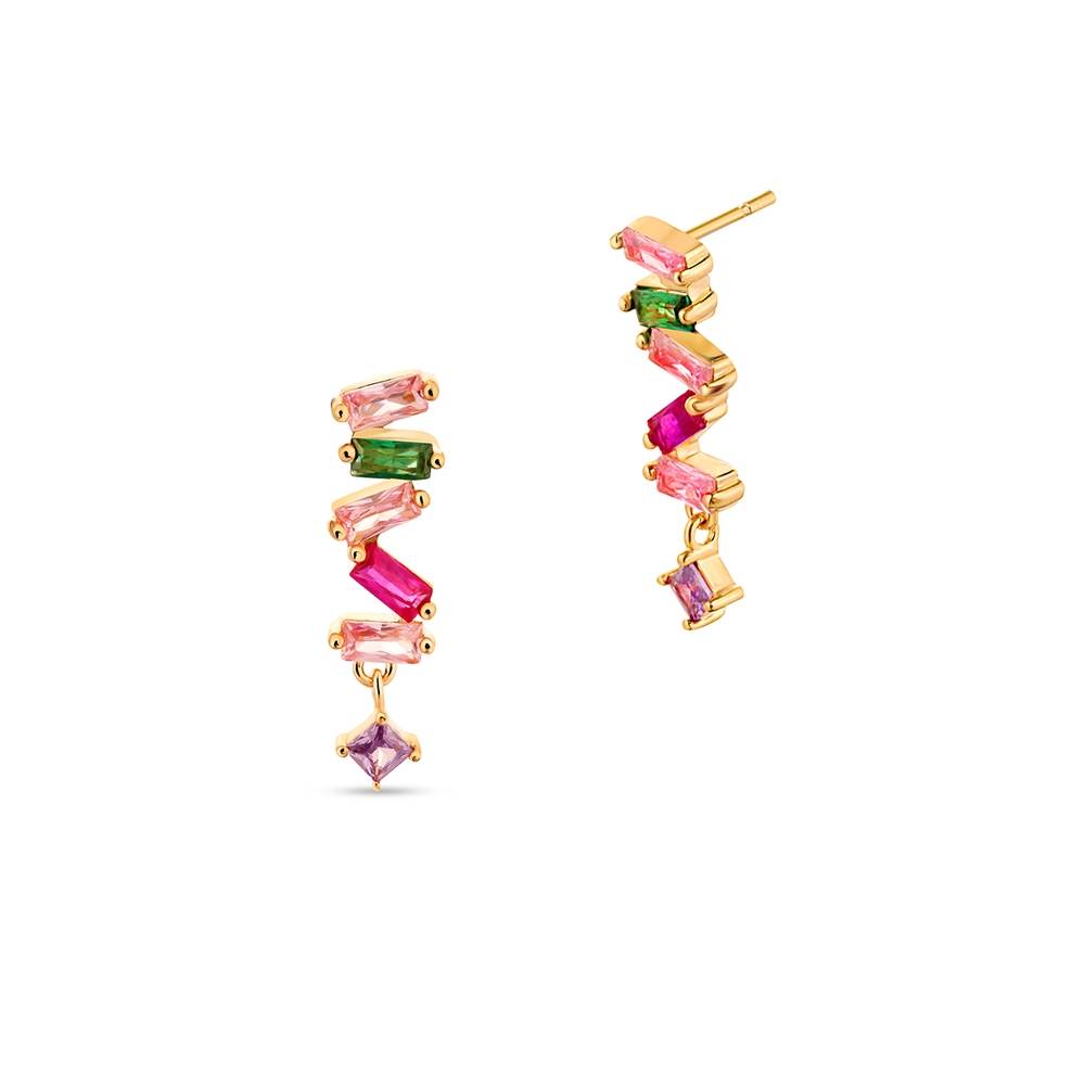 Kolczyki srebrne z kolorowymi cyrkoniami