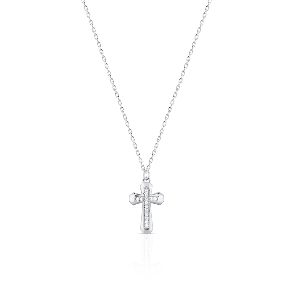 Naszyjnik srebrny krzyżyk z cyrkoniami