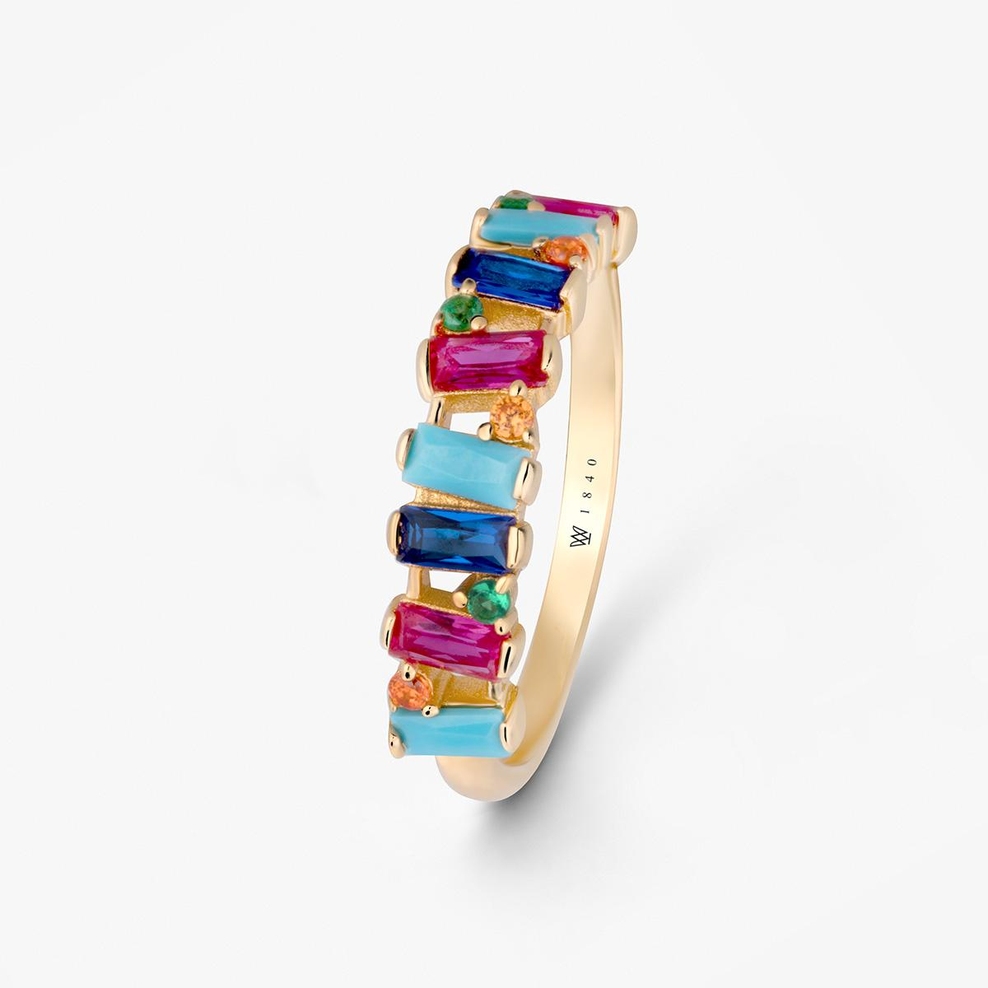 Pierścionek srebrny z kolorowymi kamieniami