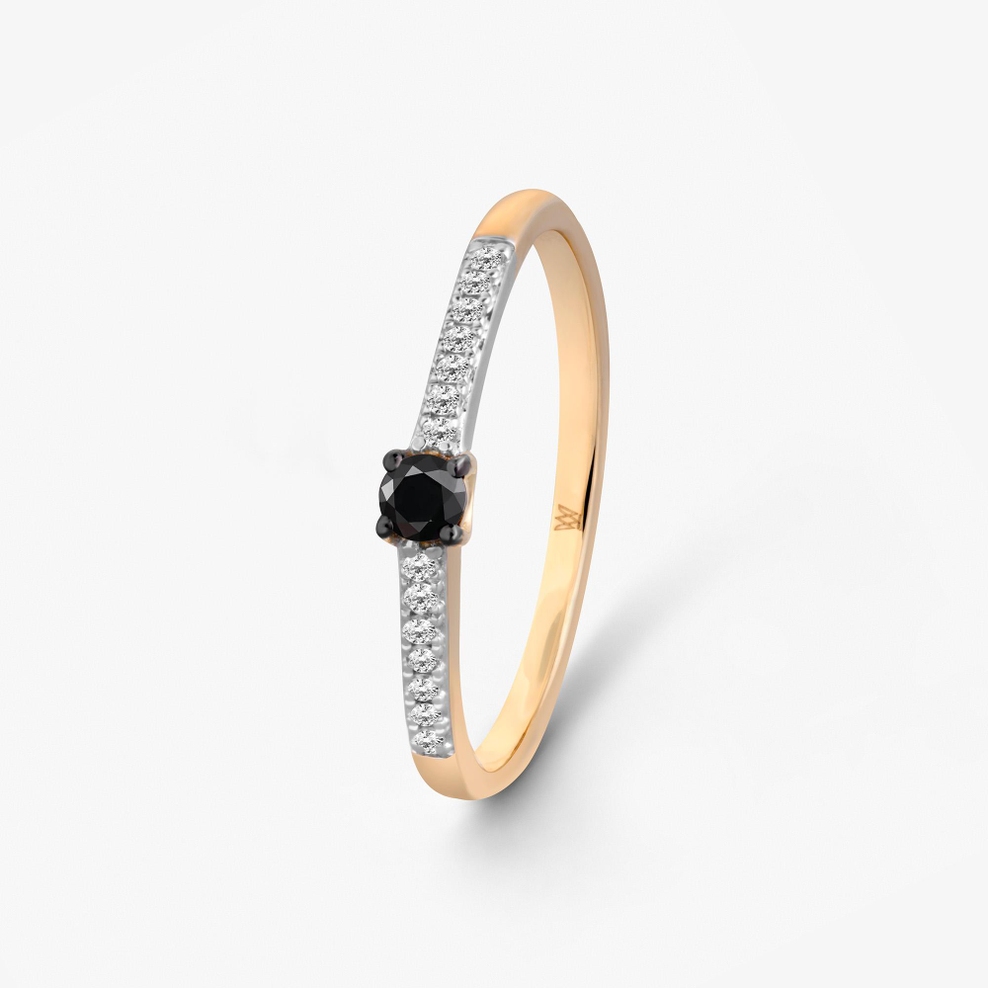 Pierścionek złoty z szafirem i diamentami