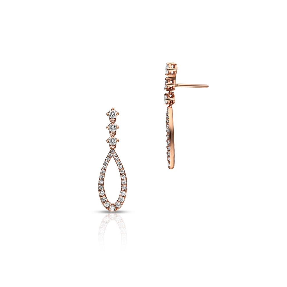 Kolczyki różowe złoto z brylantami