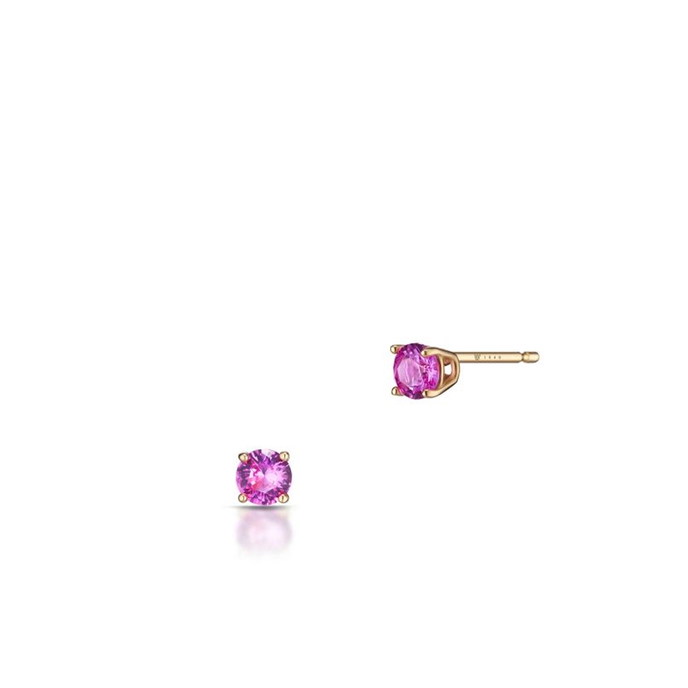 Kolczyki złote z różową cyrkonią