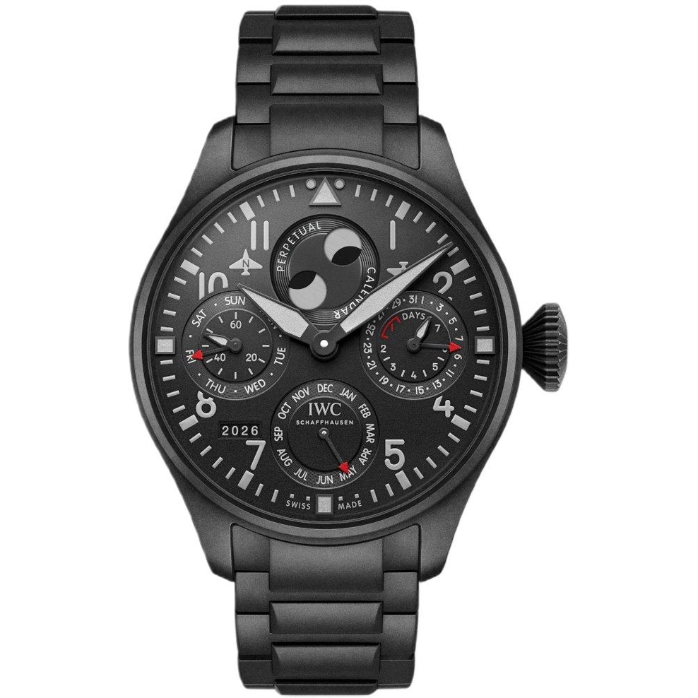ZEGAREK IWC SCHAFFHAUSEN BIG PILOT'S PERPETUAL CALENDAR TOP GUN CERATANIUM