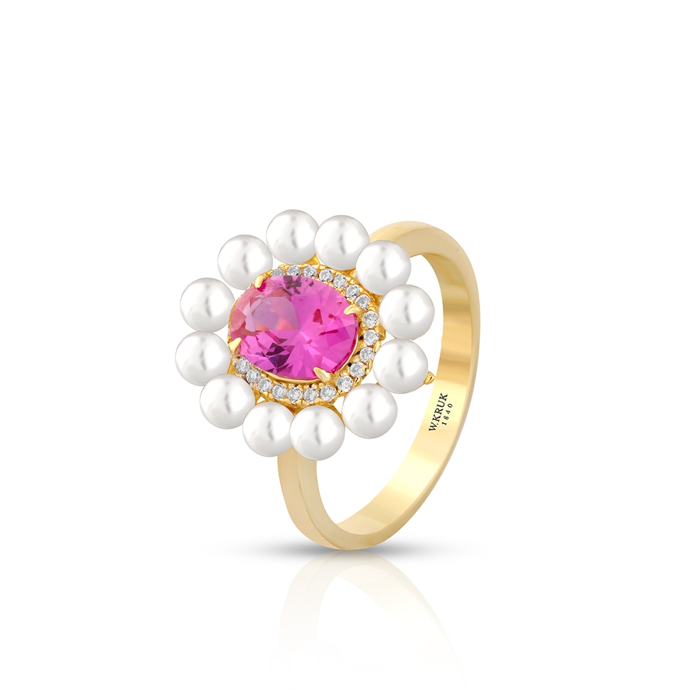 Pierścionek srebrny z perłami