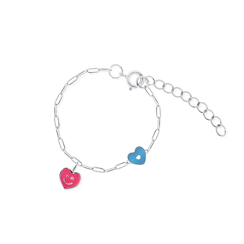 Bransoleta srebrna z motywem serc