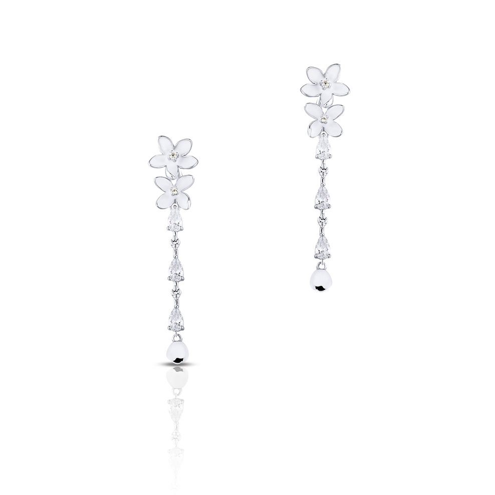 Kolczyki srebrne Kwiaty Nocy Biały Bez