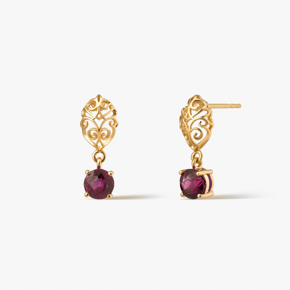 Kolczyki złote z rodolitem Royal Star