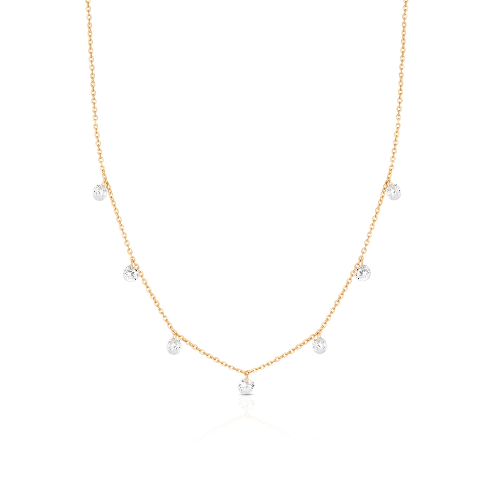 Naszyjnik srebrny pozłacany z cyrkoniami