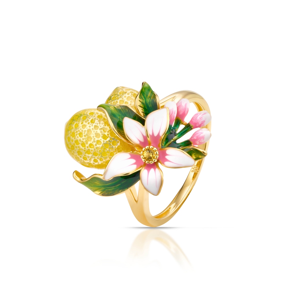 Pierścionek srebrny Kwiaty Nocy Cytrusy