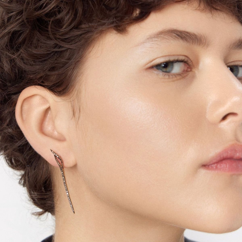 Kolczyki złote z brązowymi diamentami Karmelowa