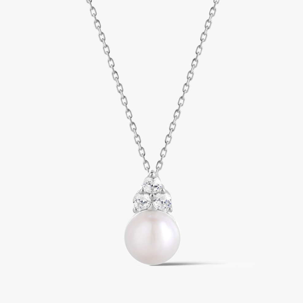 Wisiorek srebrny z perłą i cyrkoniami