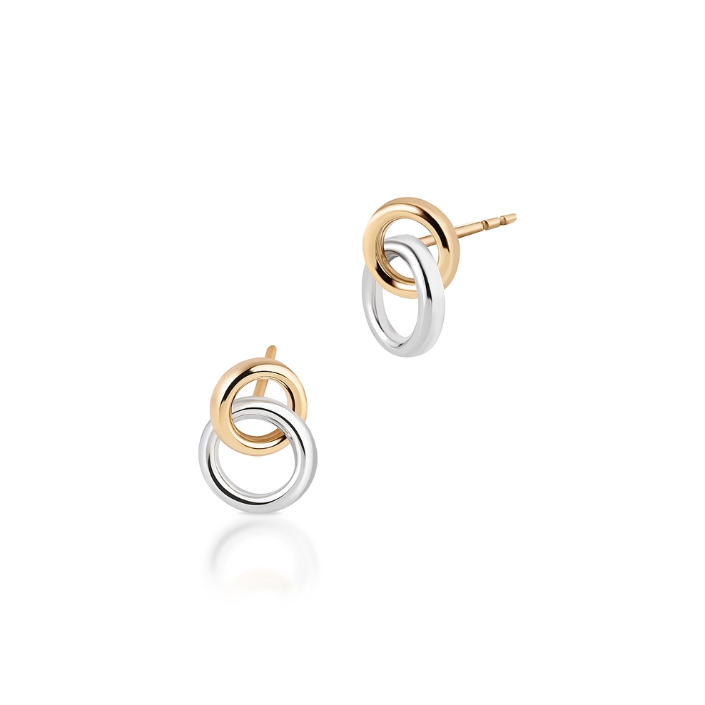 Kolczyki złote przeplatane obręcze