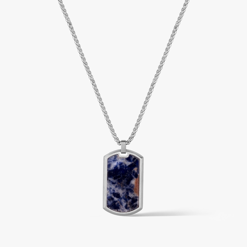 Naszyjnik stalowy z sodalitem