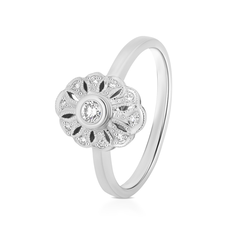 Pierścionek białe złoto z brylantami