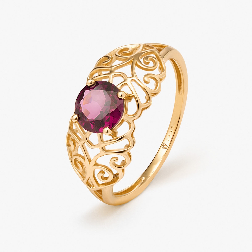 Pierścionek złoty z rodolitem Royal Star