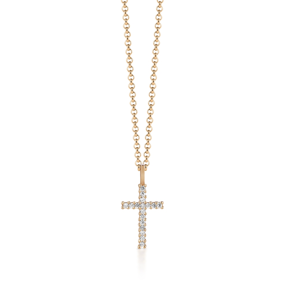Wisiorek złoty krzyżyk z cyrkoniami