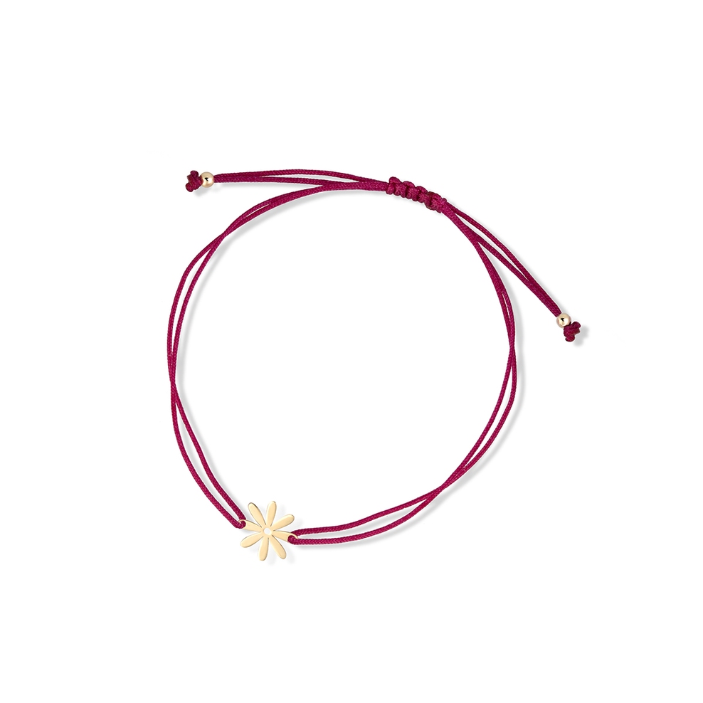 Bransoleta sznurkowa ze złotym kwiatkiem