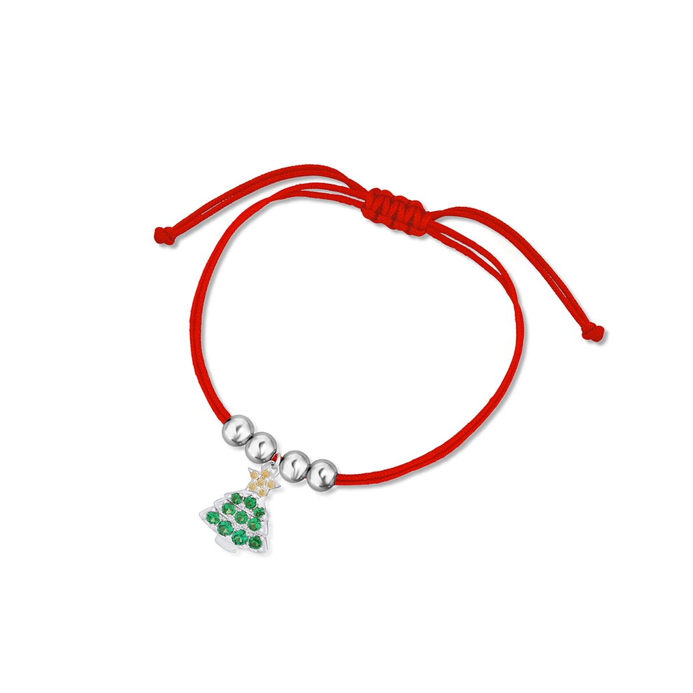 Bransoleta sznurkowa ze świąteczną choinką