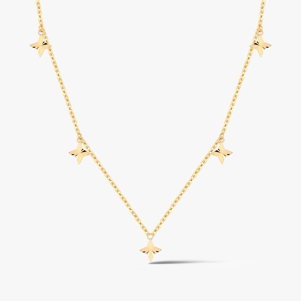 Naszyjnik złoty z wiszącymi gwiazdkami