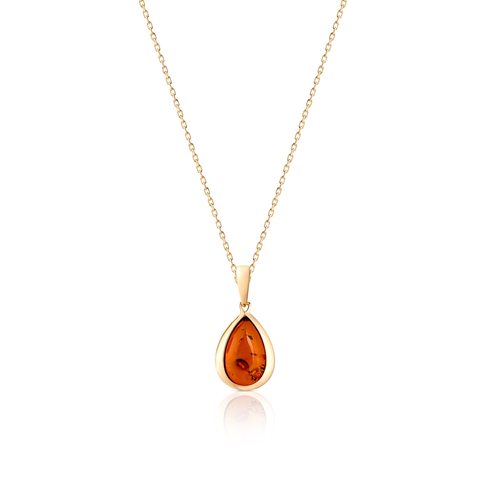 Wisiorek złoty z bursztynem