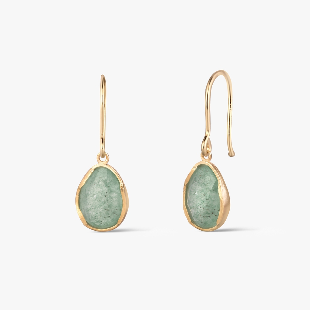 Kolczyki złote z zielonym awenturynem Saint Tropez