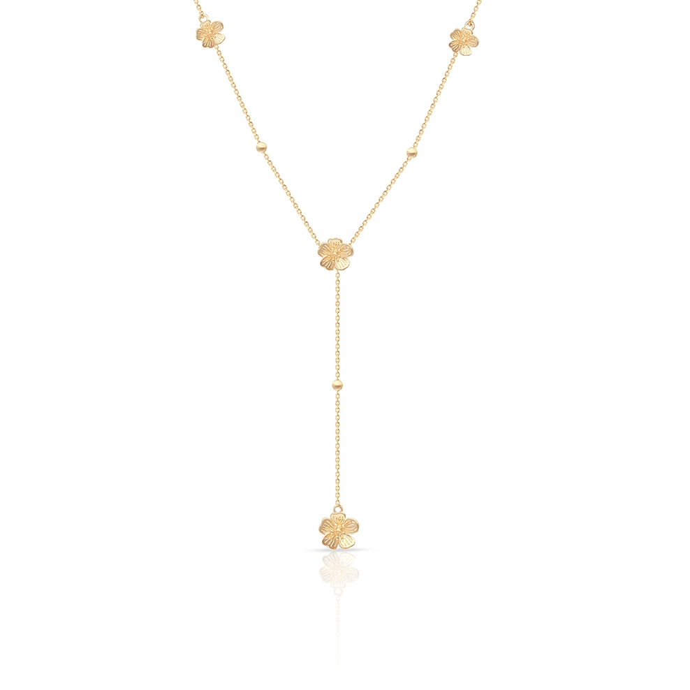 Naszyjnik złoty krawatka z motywem kwiatowym